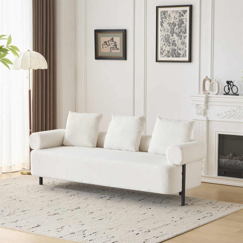Canapé moderne 78 po 3 places beige, Beige