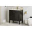 Meuble-lavabo 30 po avec lavabo, deux portes avec tablette, charnières de porte à fermeture en douceur, style rétro, noir-1086528258