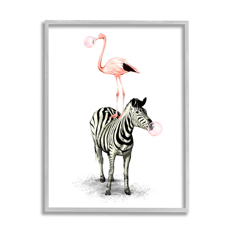 Zèbre, flamant rose, Safari, H 30 po x l 24 po x P 1,5 po, Estampe numérique Farmhouse