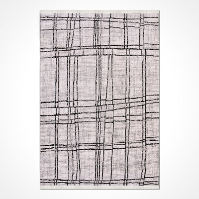 Modern/Abstract Gray Machine Washable Non-Slip Area Rug