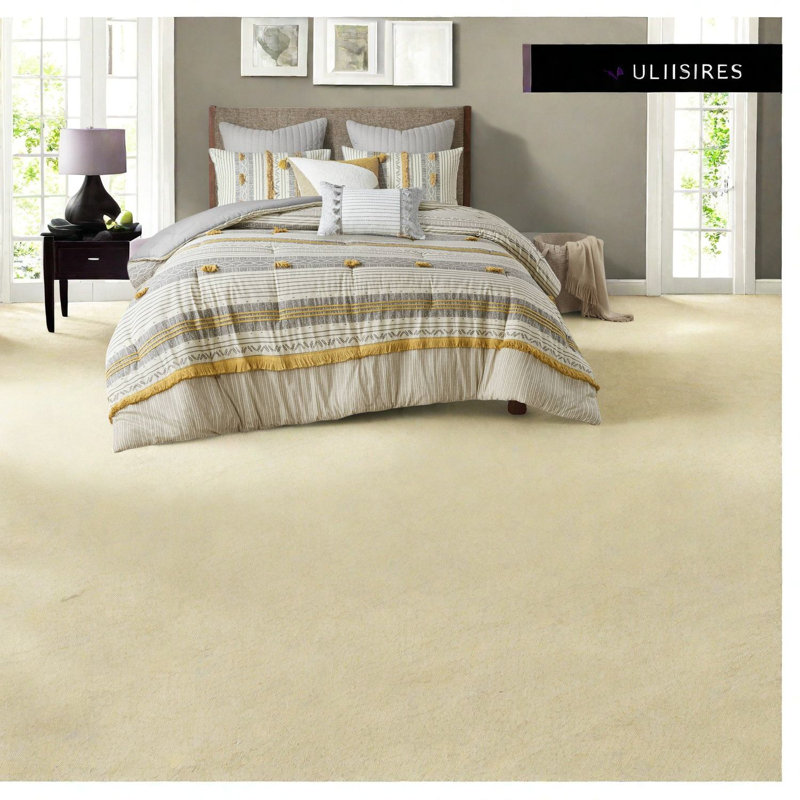 Ensembles de literie en coton hypoallergénique de style gris et jaune pour les chambres spacieuses
