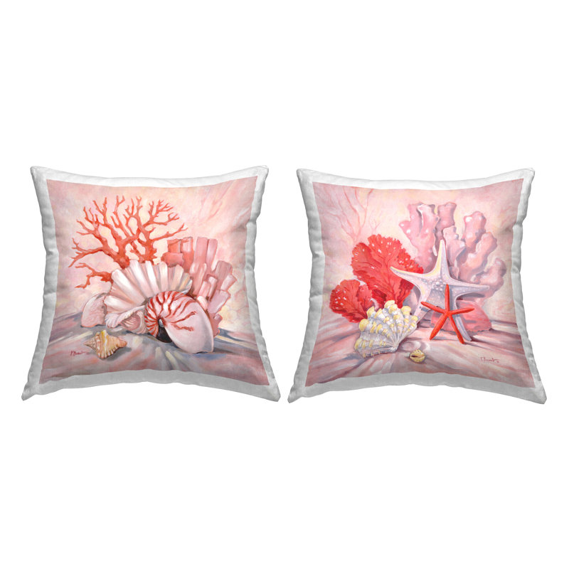 Coussin varié à motif d'étoiles de mer à imprimé océan de mer par Paul Brent (ensemble de 2)