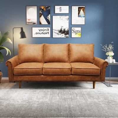 Rayyan 73'' Rolled Arms Faux Leather Sofa