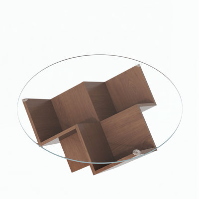 Table basse ronde avec plateau en verre The