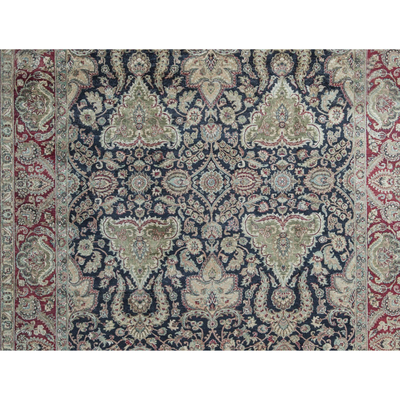 Tapis noir et rouge de haute qualité noué à la main