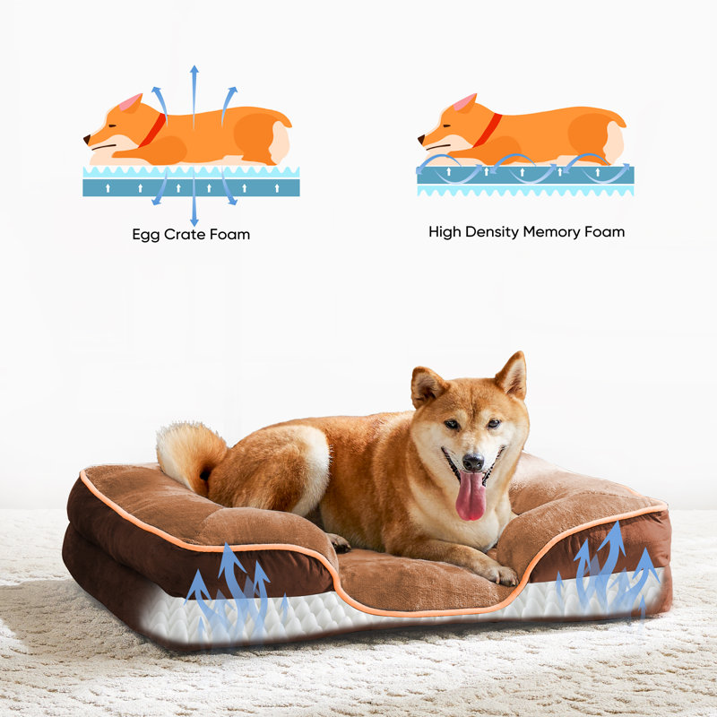 Lit rectangulaire apaisant pour chiens et chats, canapé pour animaux, Brun, Grand (l 30 po x P 30 po x H 8 po)