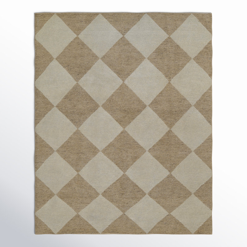 Winnie Geometric Hand-Knotted Wool Area Rug in Beige/Tan, Rectangle 8' X 10'