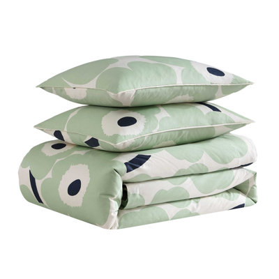 Unikko Orange/Green/White Organic Cotton Duvet Cover Set