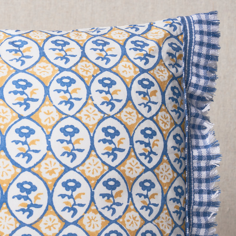 Josiane Floral Fabric, Yellow/Blue