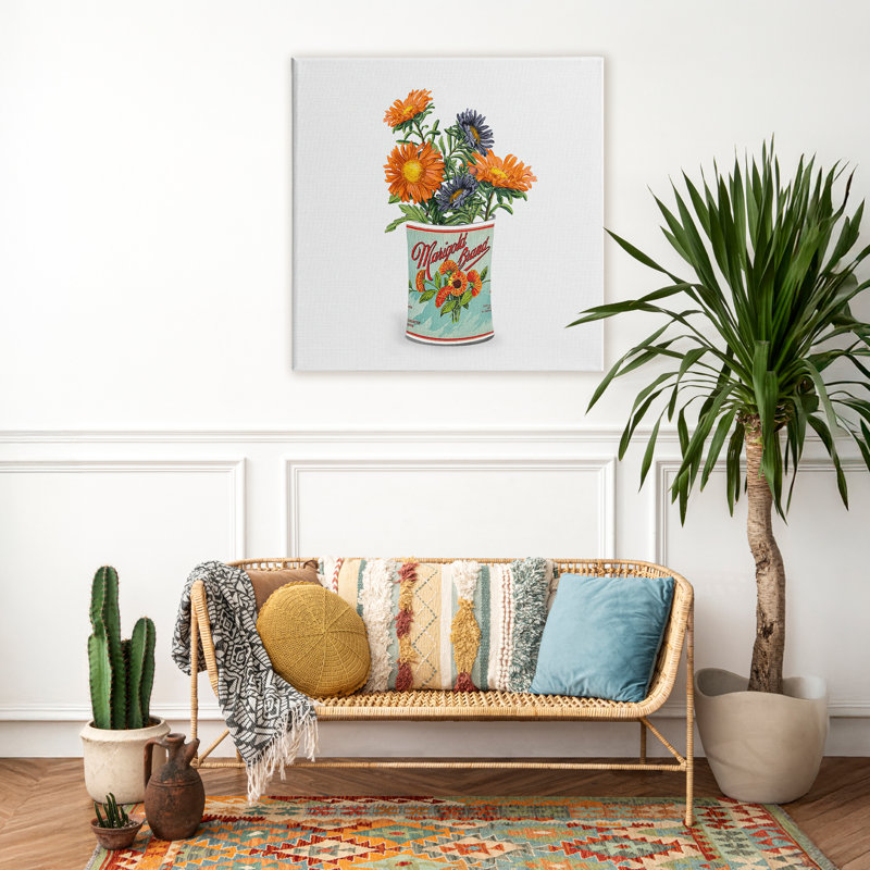 Toile à motif de feuilles de souci nostalgiques, conception par Val Rhodes, 30 x 30
