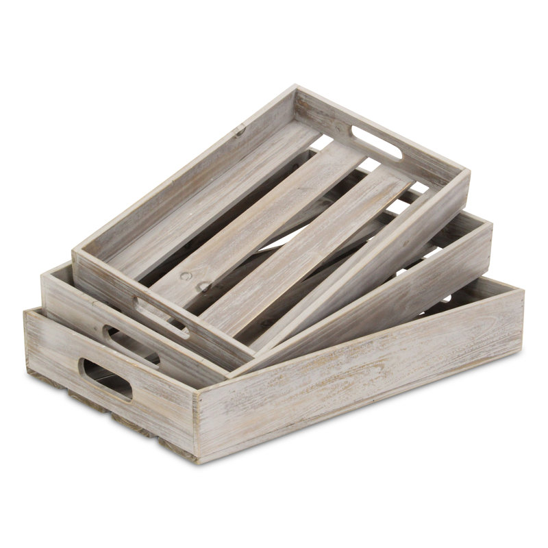 Eiland Solid Wood Tray, Gray