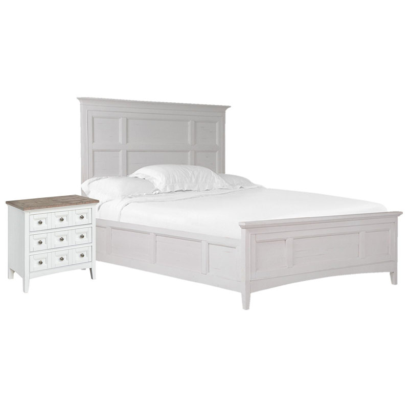 Queen Panel Bed With Nightstand (Two Tone), 2 Pcs: Bed, Nightstand, Queen