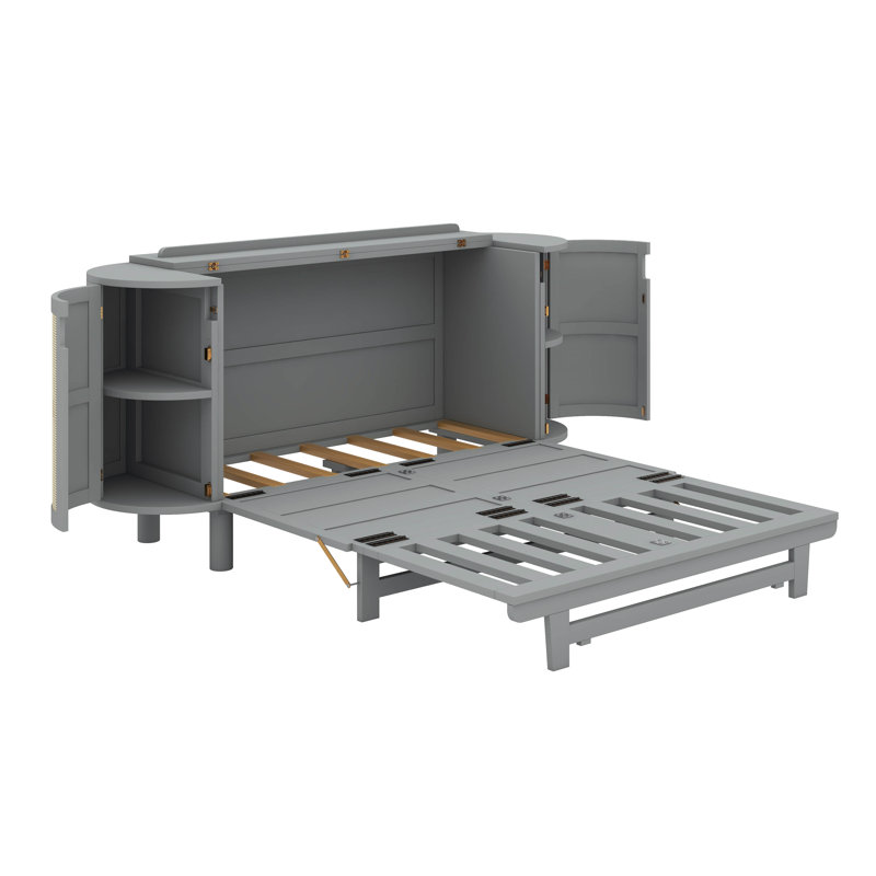 Grand lit escamotable avec rangement dissimulé, Grey