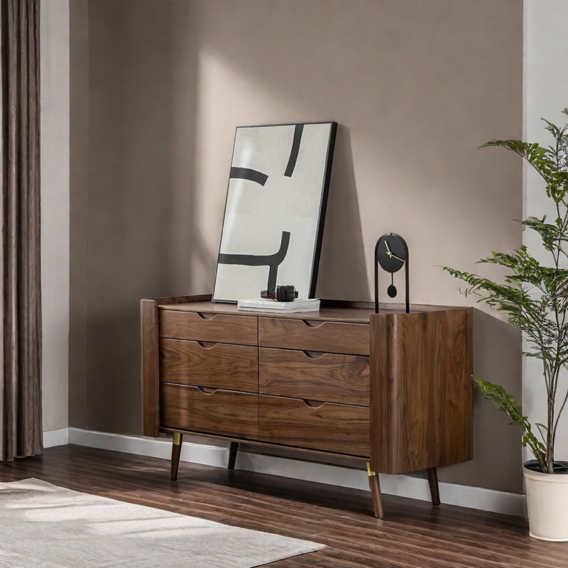 Buffet élégant à 6 tiroirs en bois massif