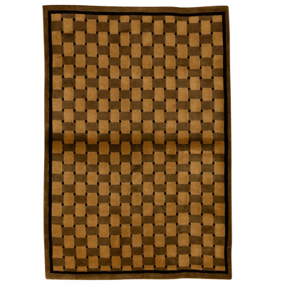Hand Knotted Wool Area Rug in Green