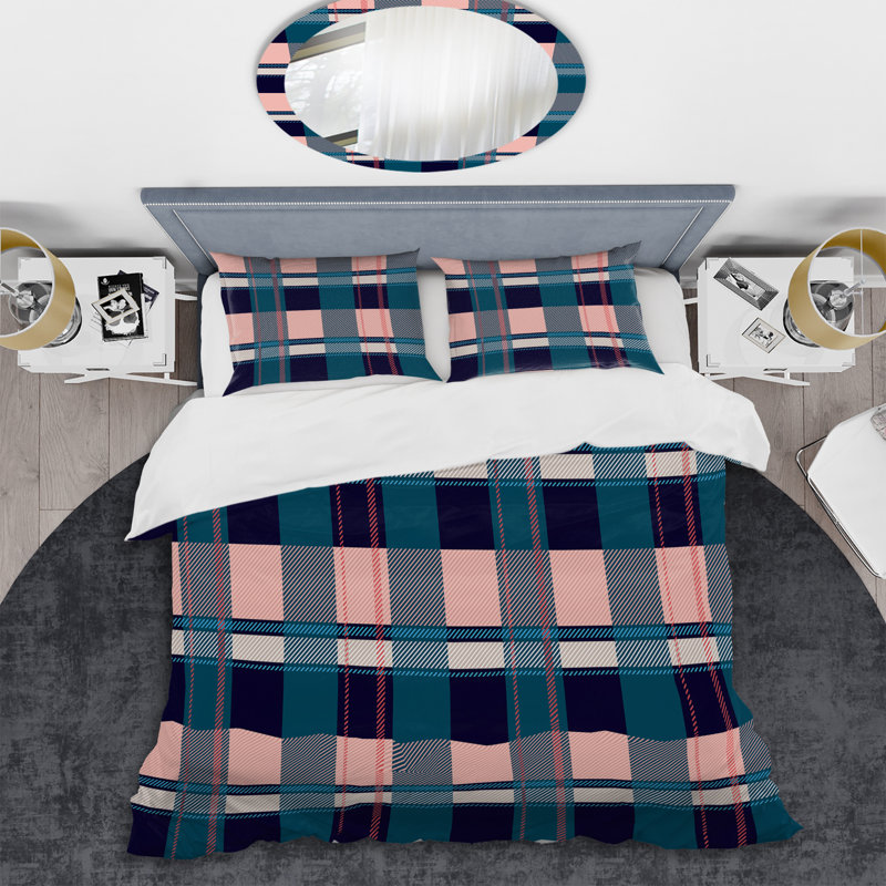 Ensemble de housse de couette en microfibre rose / bleu / bleu sarcelle 3 pièces