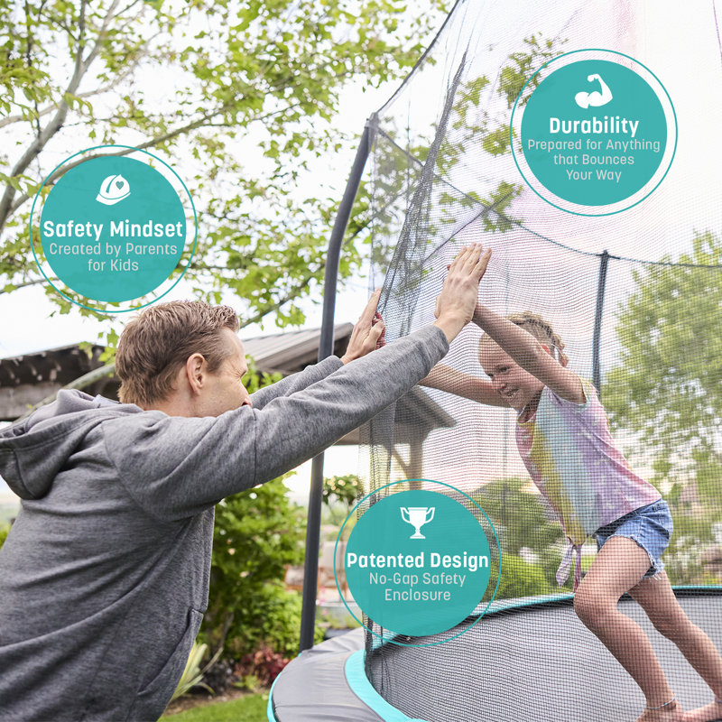 15' Black Round Trampoline with Safety Enclosure Net