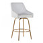 Tabouret de comptoir de 26 po à hauteur fixe avec pivot en similicuir blanc, avec pieds et repose-pieds en métal doré et poignée dorée - ensemble de 2