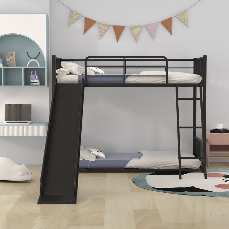 Abryanna Kids Twin Over Twin Bunk Bed, Black
