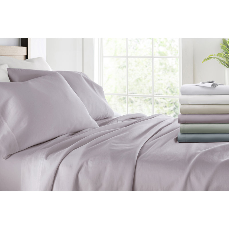 Mauve Full Cotton 4-Piece Solid Sheet Set