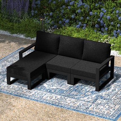 Ensemble de conversation à assise profonde avec repose-pieds 4 pièces pour patio