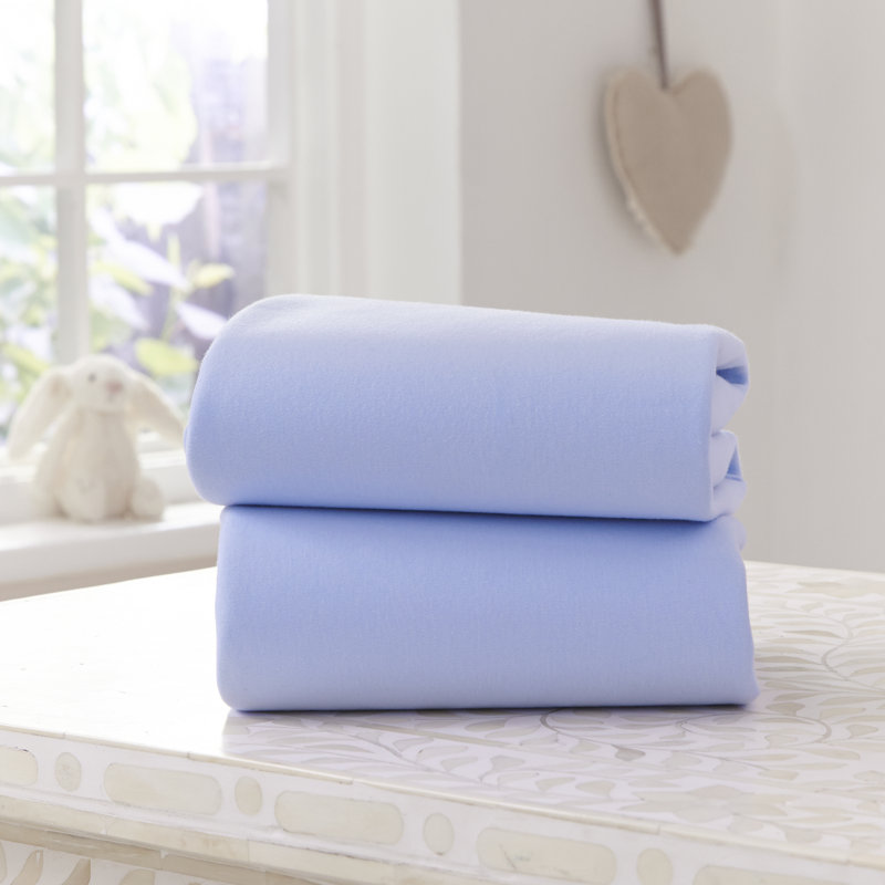 100% Cotton 2 - Piece Cot Sheet Set, Blue