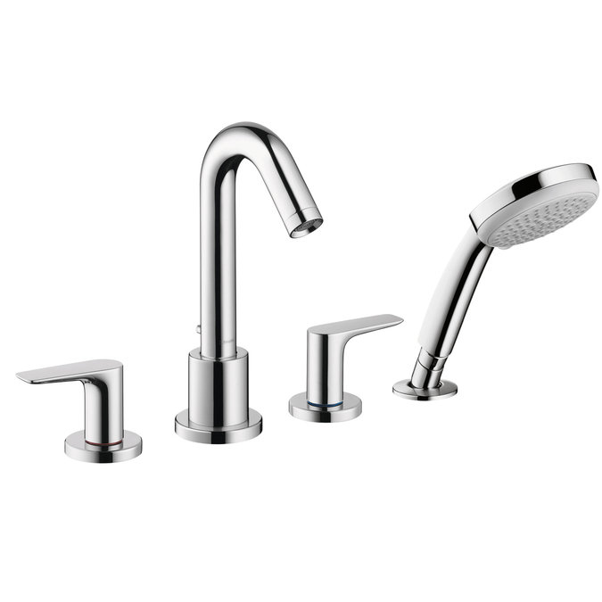 Logis Double Handle Deck Mounted Roman Tub Faucet Trim with Diverter and Handshower