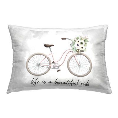 Beautiful Ride Floral Bike Decorative Printed Throw Pillow by Kim Allen