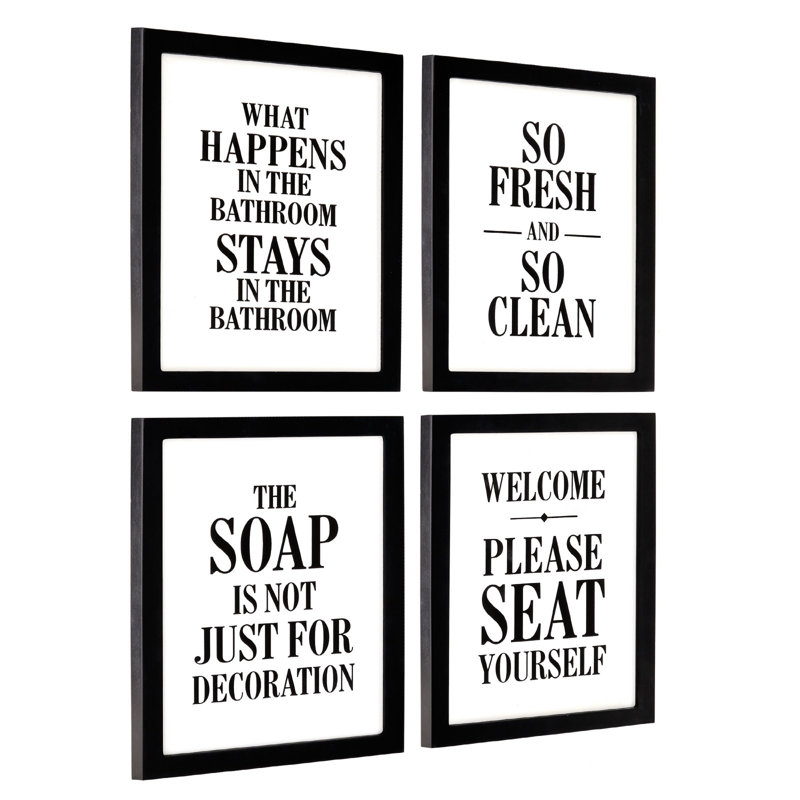 Excello Global Products Black Framed Bathroom Signs Set 1 (4-Pack)