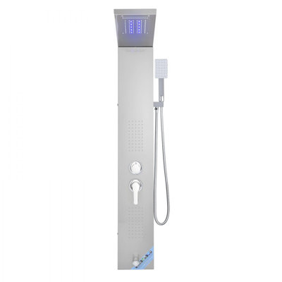Shower Panel Tower System Stainless Steel Column Rainfall Waterfall Head 5 Modes