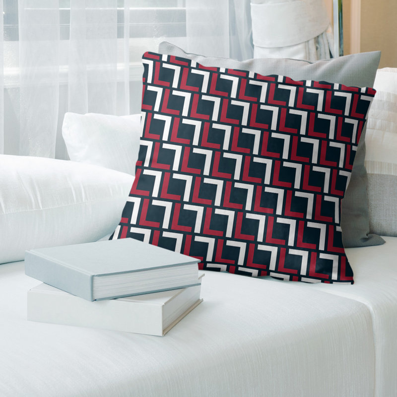 Housse de coussin Houston, Noir / mauve / blanc, 14 po x 14 po, Polyester filé