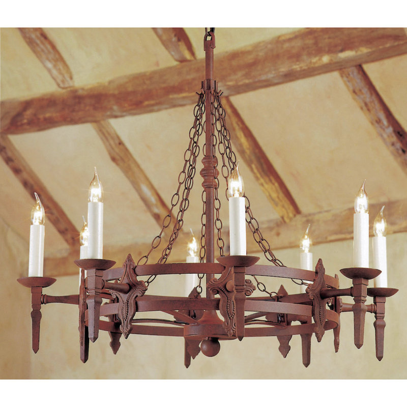 Grandfield 8 - Light Waggon Wheel Chandelier