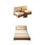 Canapé-lit blanc en tissu givré minimaliste moderne avec coussins-960135265