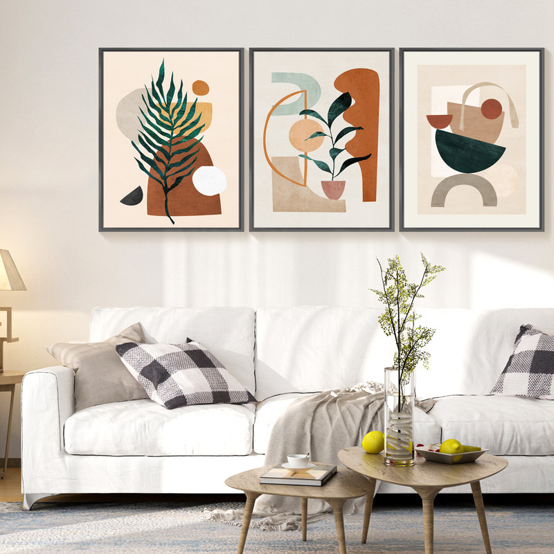 " Framed Abstract Modern Wall Art " by HZLJ 3 - Pieces, Black, 16" H x 36" W x 1.5" D