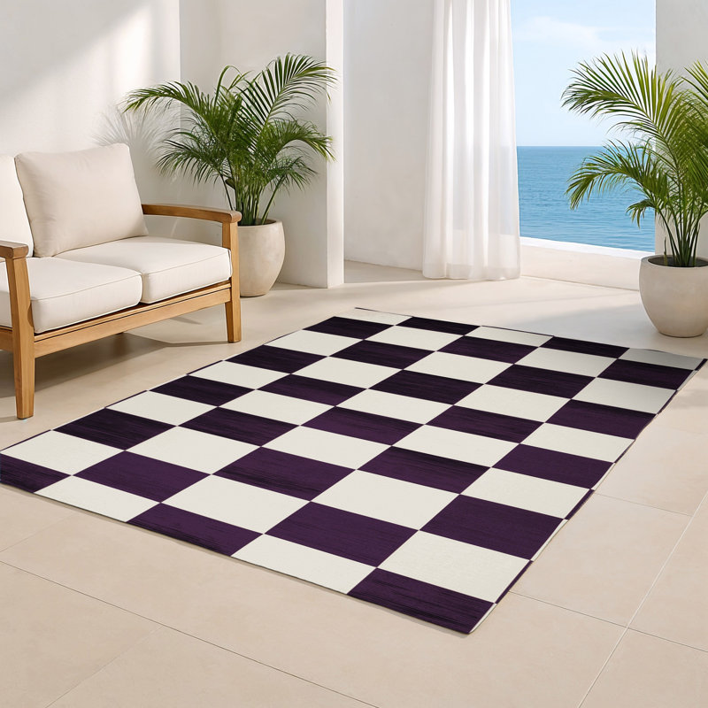 Tapis d'intérieur et d'extérieur à carreaux beige, Rectangulaire 2 pi x 3 pi