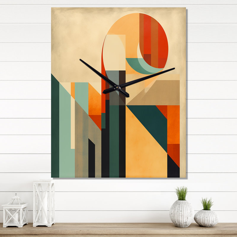 Full Moon Symphony Midcentury Abstract I - Horloge murale abstraite Mid-Century, Très grand