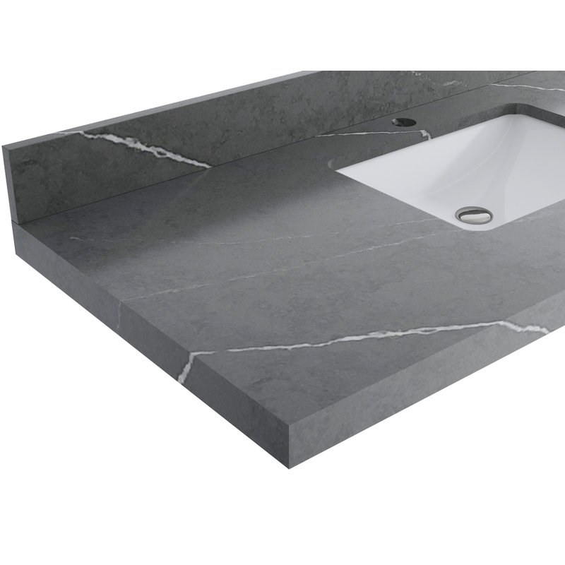 Meuble-lavabo simple 60 po avec comptoir en quartz Cadge