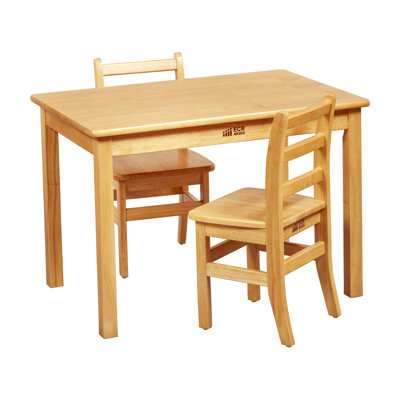 ECR4Kids Rectangular Hardwood Table with Chairs, Kids Furniture, Honey