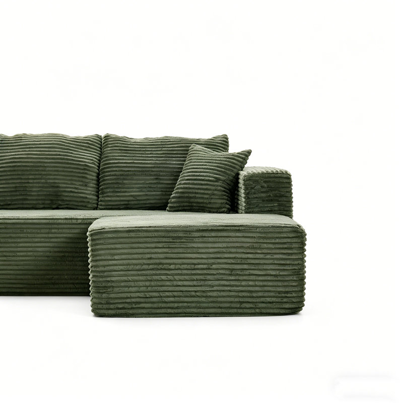 Ensemble de canapé modulaire à compression en forme de U 92,5 po Boneless, Vert, Face à la gauche