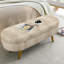 Banc ovale de 43,5 po x 16 po x 16 po, brun, pieds en bois d'hévéa, fabriqué à la main par des professionnels, fonctionne comme un repose-pieds ou une surface assise, tissu plissé, experts en rangement, fonctions, espace-2073181072