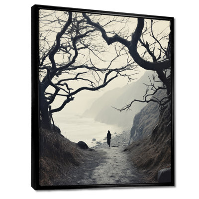 «Country Road Desolate Winter Landscape - Countryside», reproduction d'art mural