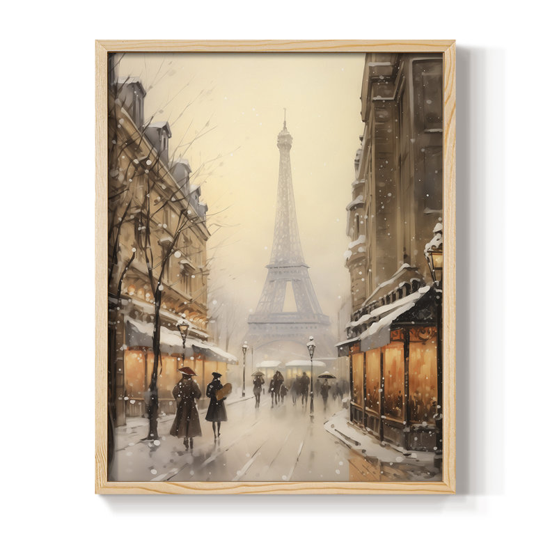 «Christmas Holiday Art DLV III», reproduction d'art encadrée - bois massif, H 11 po x l 9 po, Naturel