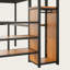 Lit mezzanine double en métal avec éclairage DEL de luxe et escalier de rangement-909205832