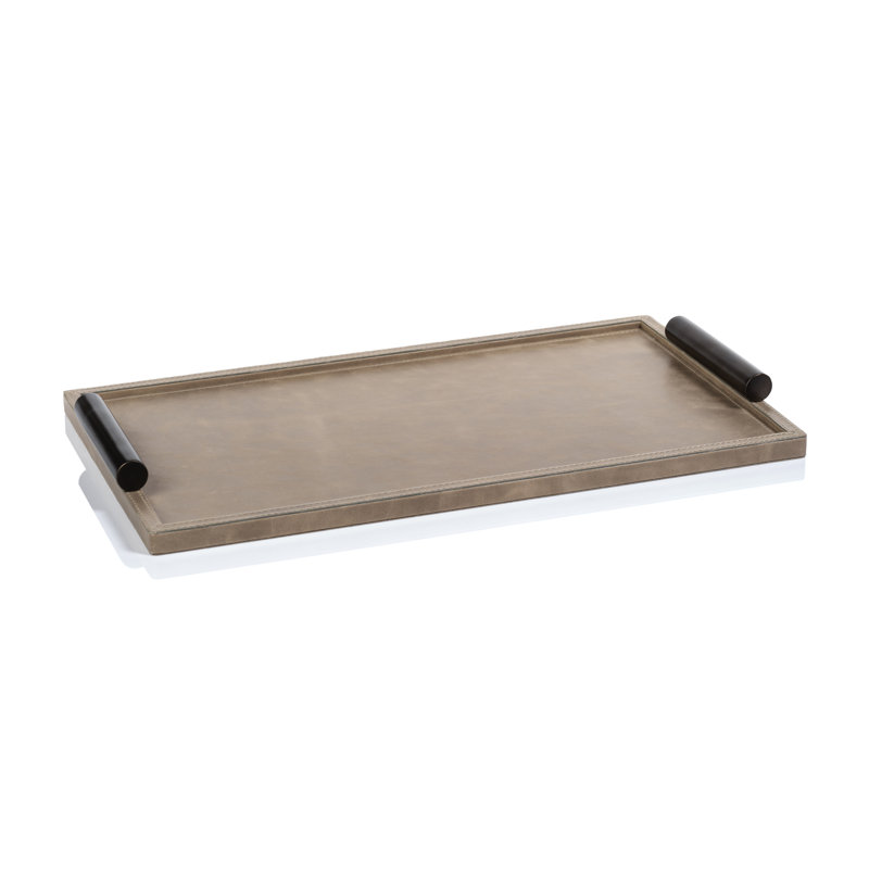 Cameroon Rectangular Mink Leather Serving Tray, 1.5" H x 21" L x 12" W