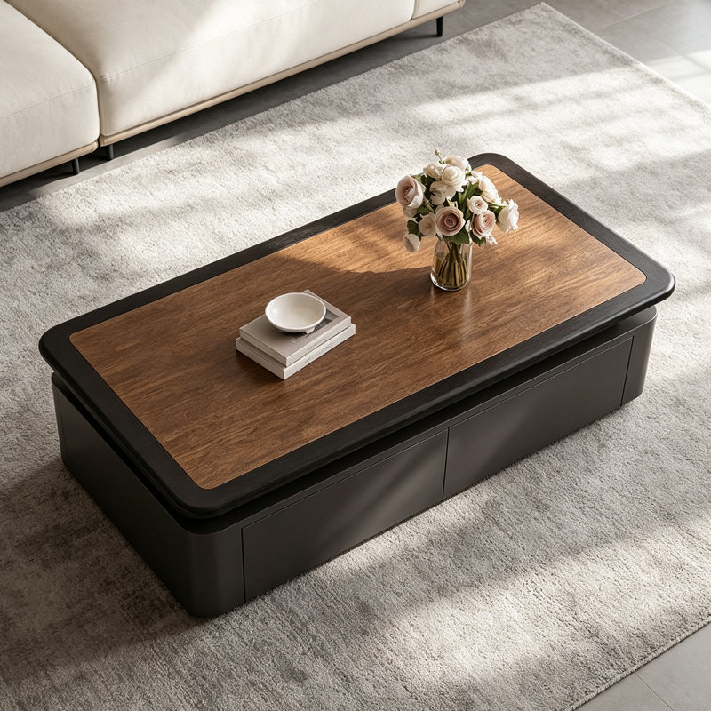 Table basse française rétro, H 17,71 po x l 39,37 po x P 19,68 po, Noir