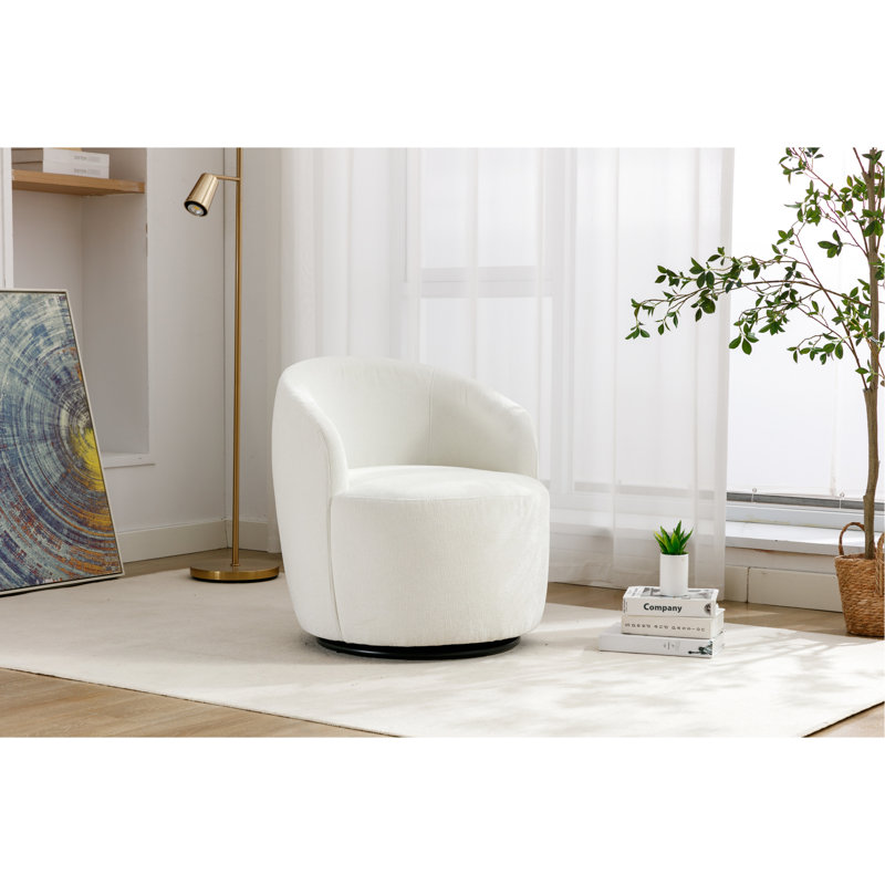 360 Rotating Chenille Armchair For Indoor Leisure Time Swivel Armchair, , With 26.4Lbs Product Weight, Ivory