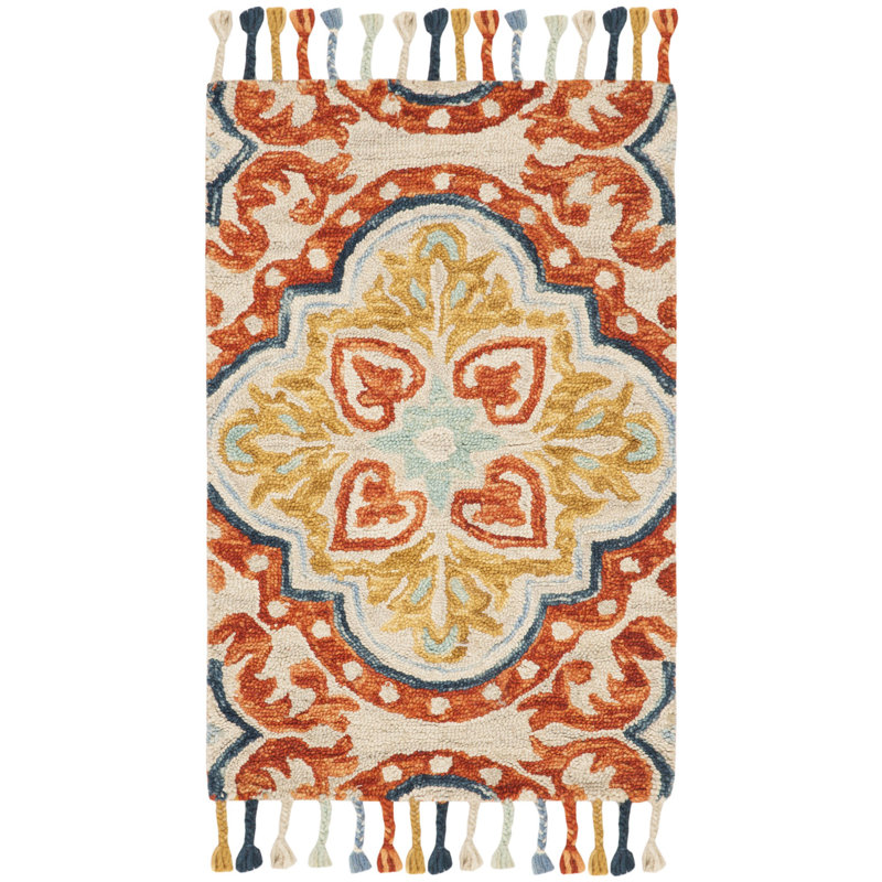 Vahakn Hand Tufted Wool Floral Rug, Rectangle 2'3" x 4'