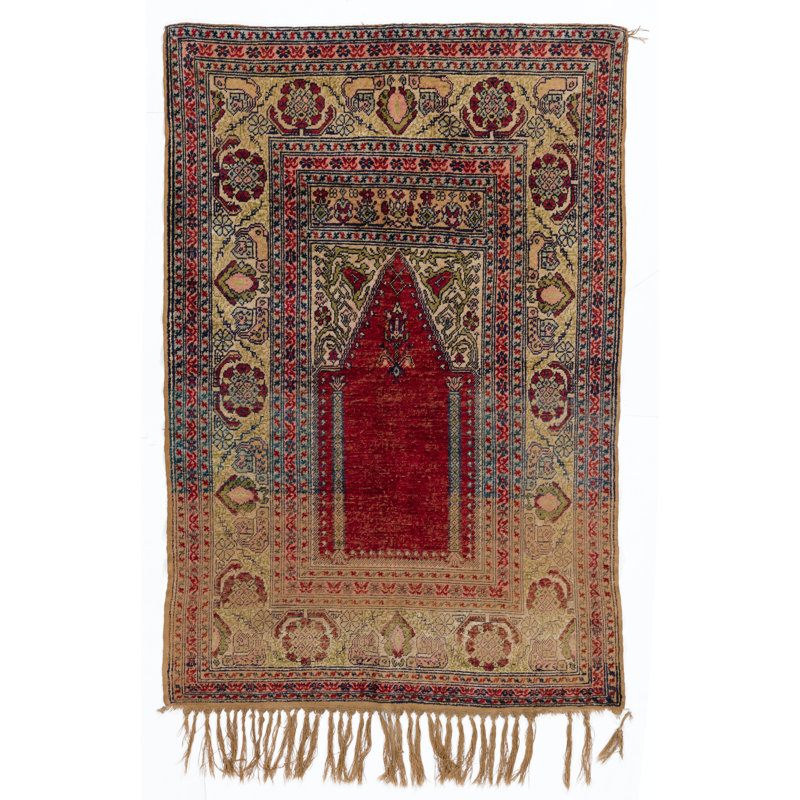 Tapis turc antique en soie, vers 1900.