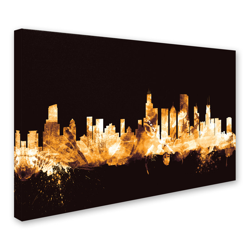 Horizon de l’or sur toile tendue chicago illinois, H 22 po x l 32 po x P 2 po