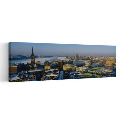 Vue à angle élevé d'une ville, Stockholm, Suède, architecture contemporaine abstraite, art mural